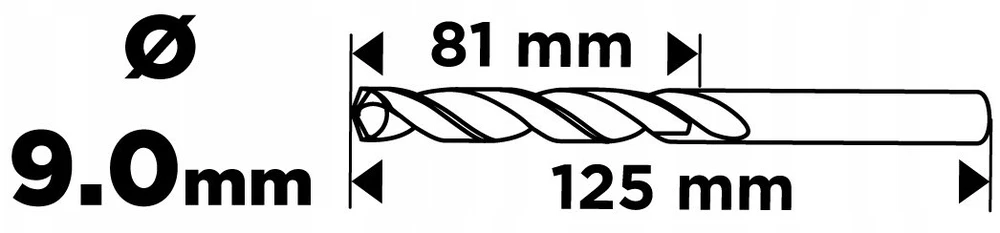 Topex Wiertło HSS metalo grąžtas, DIN 338, 9 mm