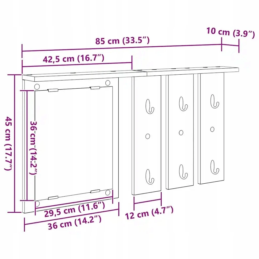 Prikabinamas paltas Sieninis Balta 85 x 10 x 45 cm