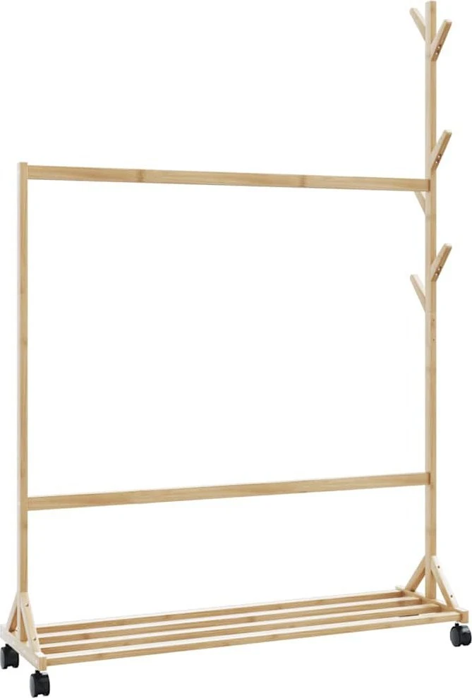 drabužių kabykla su kabliukais ir ratukais 100x35x157 cm