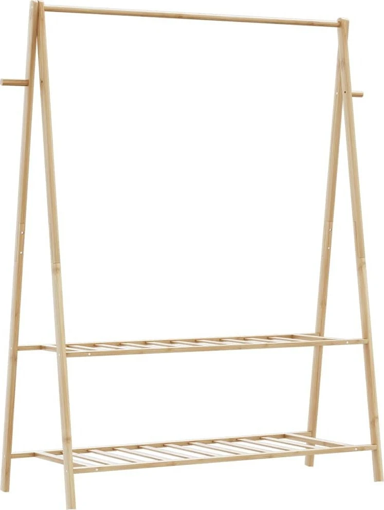 Drabužių kabykla su lentynomis, 132x45,5x150,5cm, bambukas