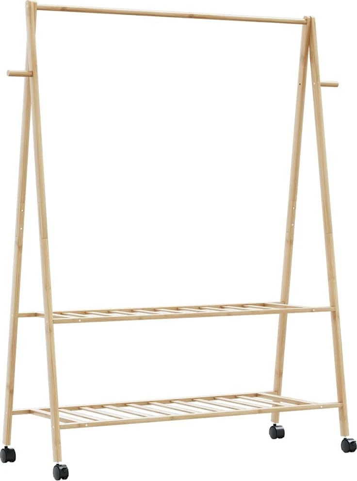 Drabužių kabykla su lentynomis/ratukais, 132x45,5x155,5cm