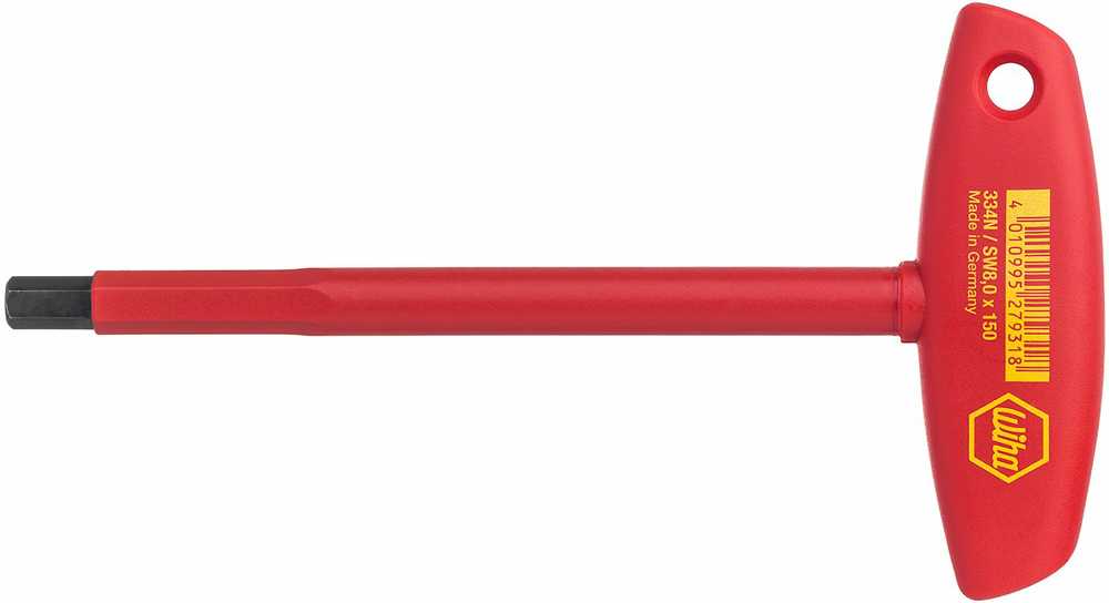 Wiha 27928, šešiabriaunis raktas su T formos rankena, metrinis, T formos rankena su trumpa svirtimi, chromo-vanadžio plienas, 4 mm, IEC 60900