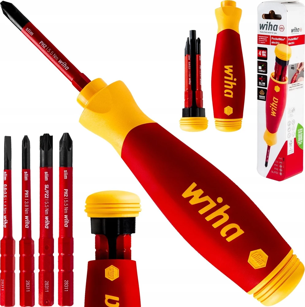 Atsuktuvas su antgaliais (4 vnt.) WIHA PocketMax® 1000V, Elektrikams