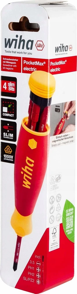 Atsuktuvas su antgaliais (4 vnt.) WIHA PocketMax® 1000V, Elektrikams