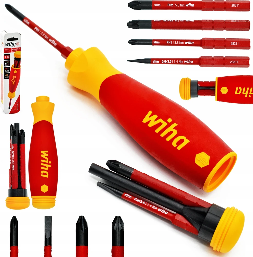 Atsuktuvas su antgaliais (4 vnt.) WIHA PocketMax® 1000V, Elektrikams