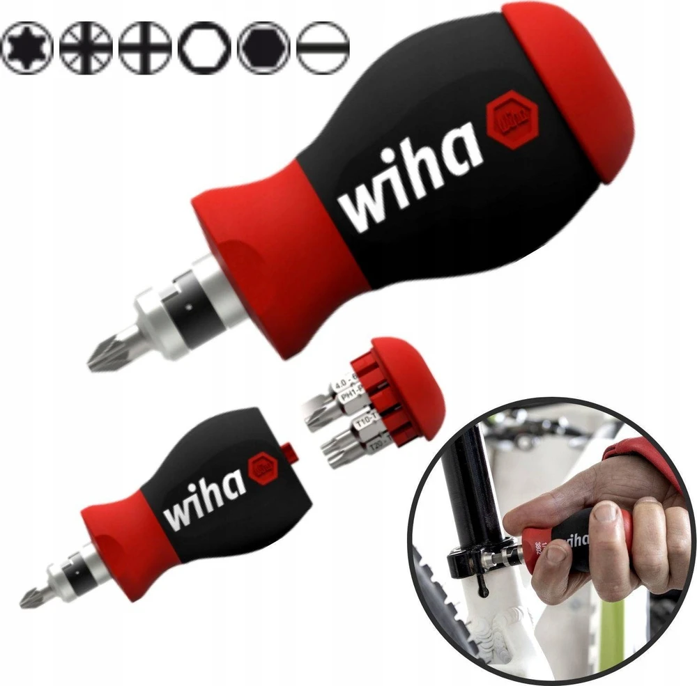Atsuktuvas su antgaliais Wiha Stubby 1/4" SB