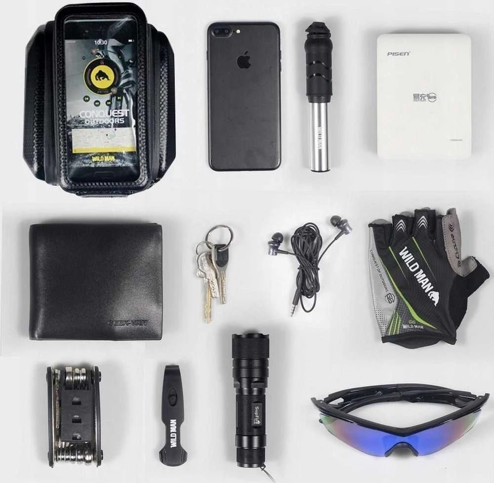 Forever Universalus telefono laikiklis WILDMAN E6S 1,2L 4"- 7" dviračiui su užtrauktuku juodas