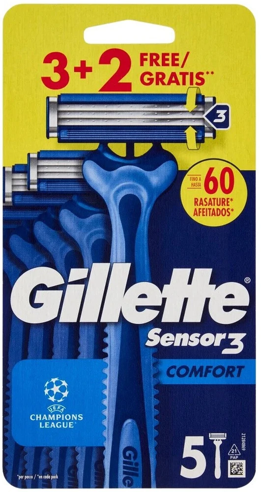 Gillette Sensor3 Comfort vienkartinės skustuvų galvutės 5 vnt.