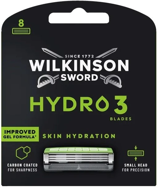 Wilkinson Sword Wilkinson Hydro 3 Skin Hydration skustuvo galvutė su 3 ašmenimis, 8 vnt.
