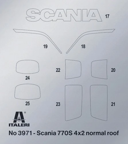 Italeri Scania S770 4x2 pilka kabina 1/24 plastikinis surenkamas rinkinys