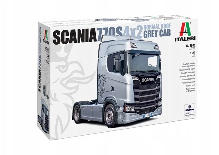 Italeri Scania S770 4x2 pilka kabina 1/24 plastikinis surenkamas rinkinys