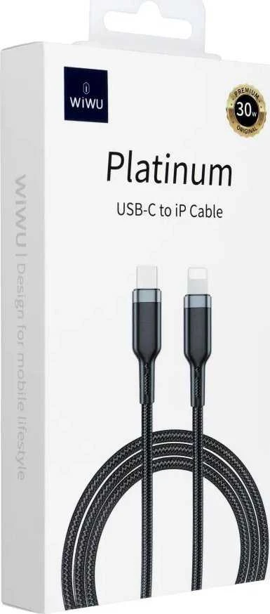 WiWU - Platinum Series duomenų kabelis Wi-C013 USB C iki Lightning 30W 1,2m - juodas
