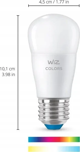 WiZ,Luster E27,4,9W,2200-6500 (RGB),P45,E27,1vnt šviesos šaltinis