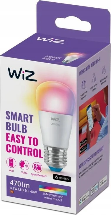 WiZ,Luster E27,4,9W,2200-6500 (RGB),P45,E27,1vnt šviesos šaltinis