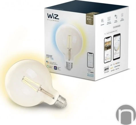 WiZ Wiz Smart LED lemputė Baltic Baltas Clear G125 E27 nuo reguliavimu, 6.5 W–60 W galia