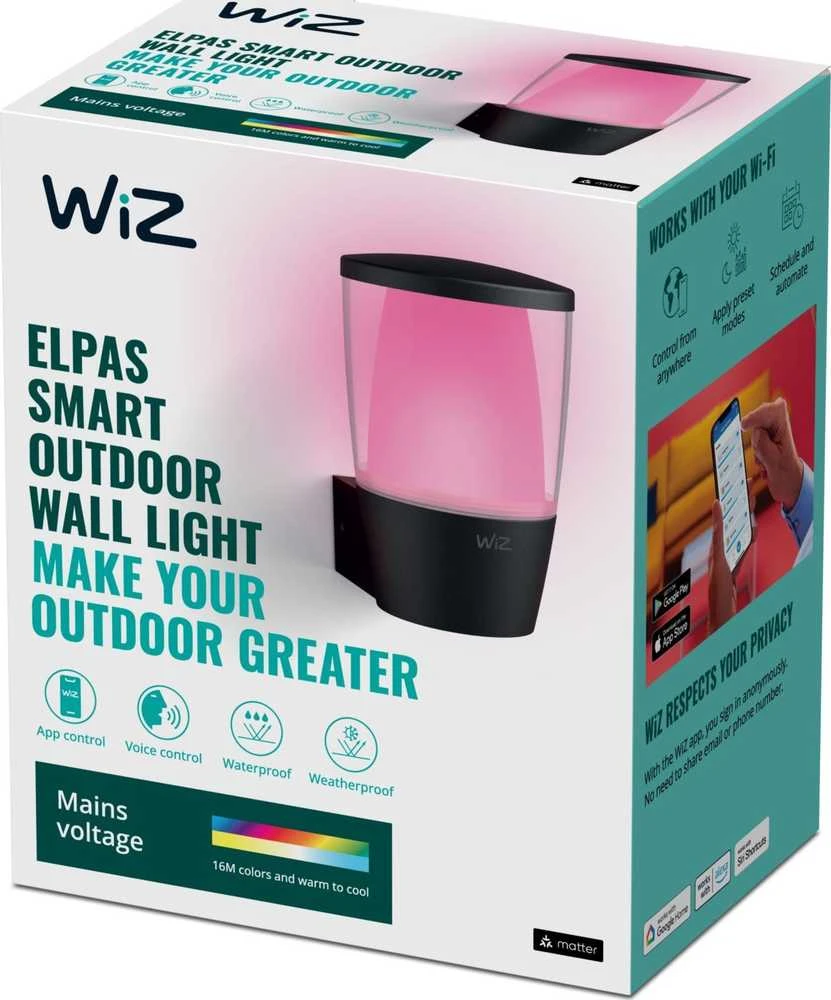 Sieninis lauko šviestuvas WiZ Smart WiFi 8,5 W | 2700–5000 K (RGB)