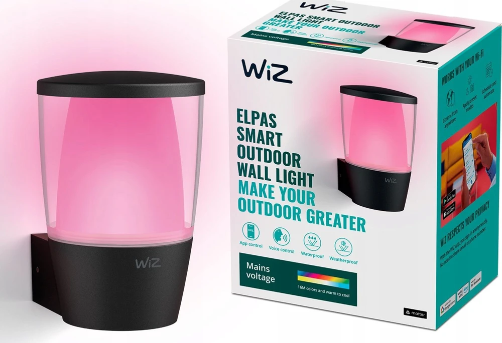 Sieninis lauko šviestuvas WiZ Smart WiFi 8,5 W | 2700–5000 K (RGB)