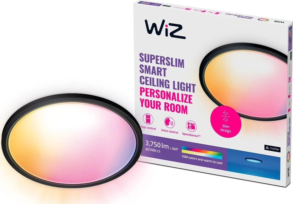 Lempa WiZ Smart WiFi SuperSlim, 545mm, Juodas | 32 W | 2200-6500 K (RGB)