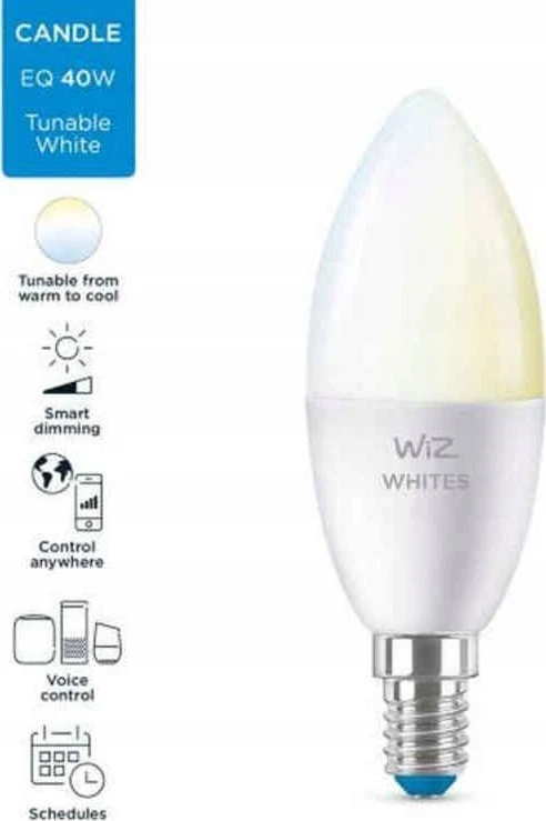WiZ RGBW LED žvakinė lemputė | 4,9 W | 2700–6500 K | C37 | E14 | 2 vnt.