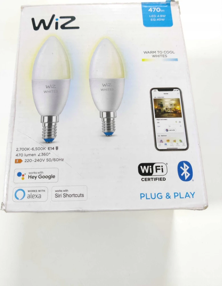 WiZ RGBW LED žvakinė lemputė | 4,9 W | 2700–6500 K | C37 | E14 | 2 vnt.