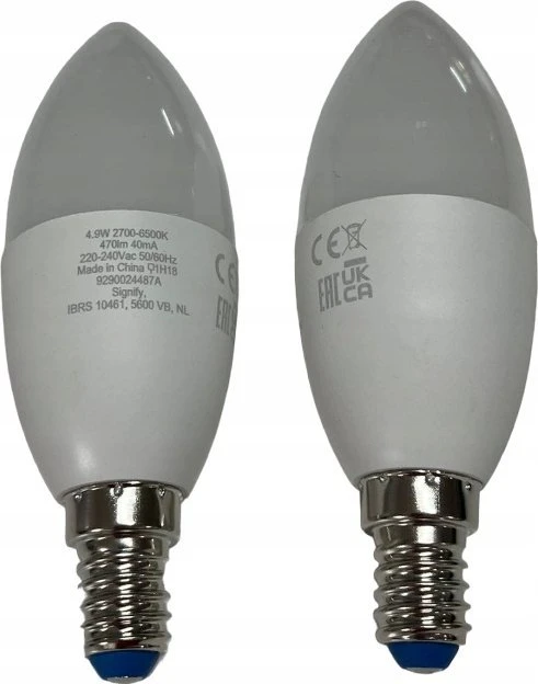 WiZ RGBW LED žvakinė lemputė | 4,9 W | 2700–6500 K | C37 | E14 | 2 vnt.