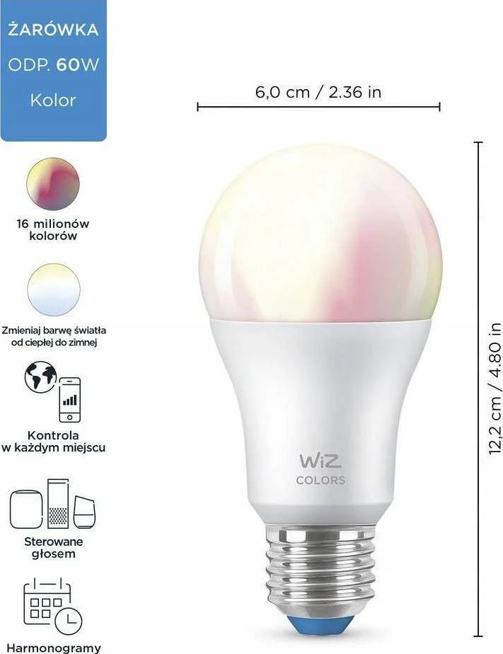 WiZ išmanioji lempa, E27, RGBW - visų spalvų ir atspalvių baltos šviesos, Wi-Fi, 806 lm