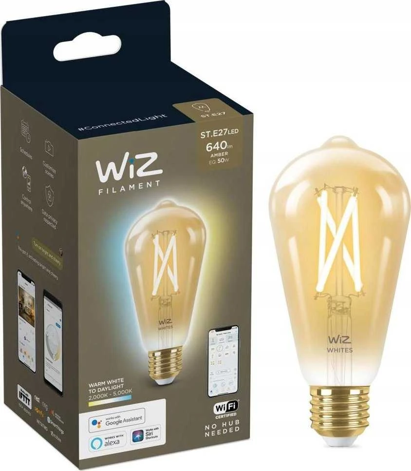 WiZ,ST64 Edison,7W,2000-5000,ST64,E27,1vnt šviesos šaltinis