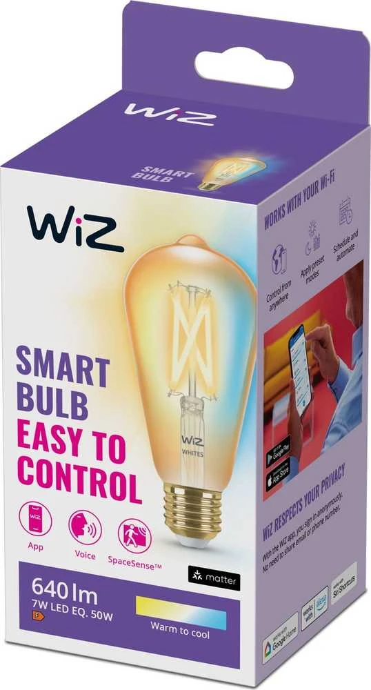 WiZ,ST64 Edison,7W,2000-5000,ST64,E27,1vnt šviesos šaltinis