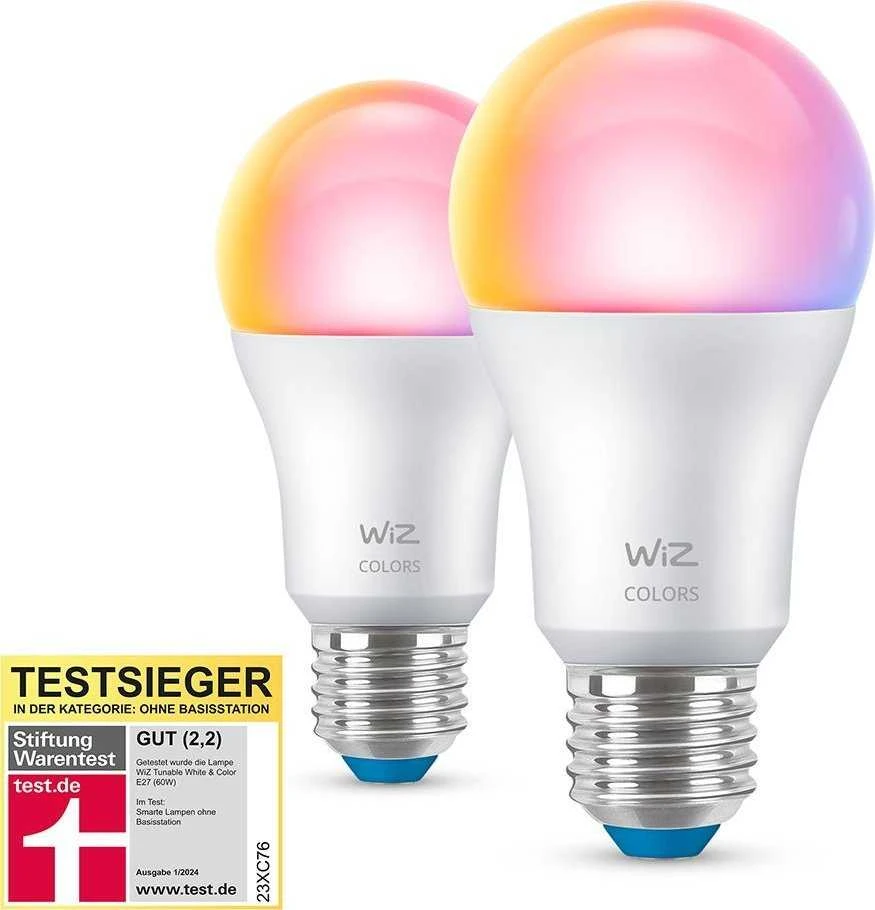 WiZ išmanioji lempa, E27, RGBW - visų spalvų ir atspalvių baltos šviesos, Wi-Fi, 806 lm, 2 pak.