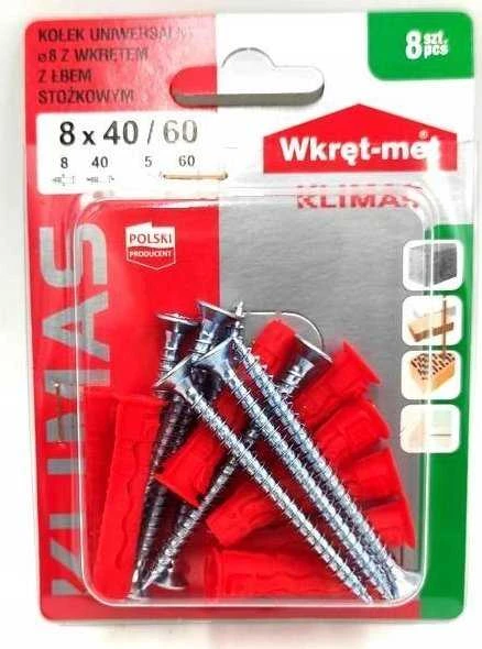 Grąžtas Klimas Įvaras Wkret-Met SFXP, universalūs, 8 mm x 40 mm, 8 vnt.