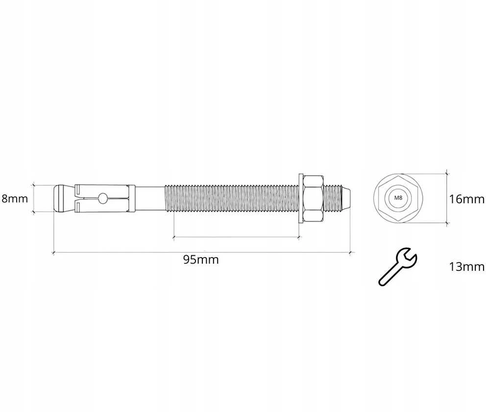 Klimas Varžtas Wkret-Met LE-ZN, 8×95 mm, 4 vnt.