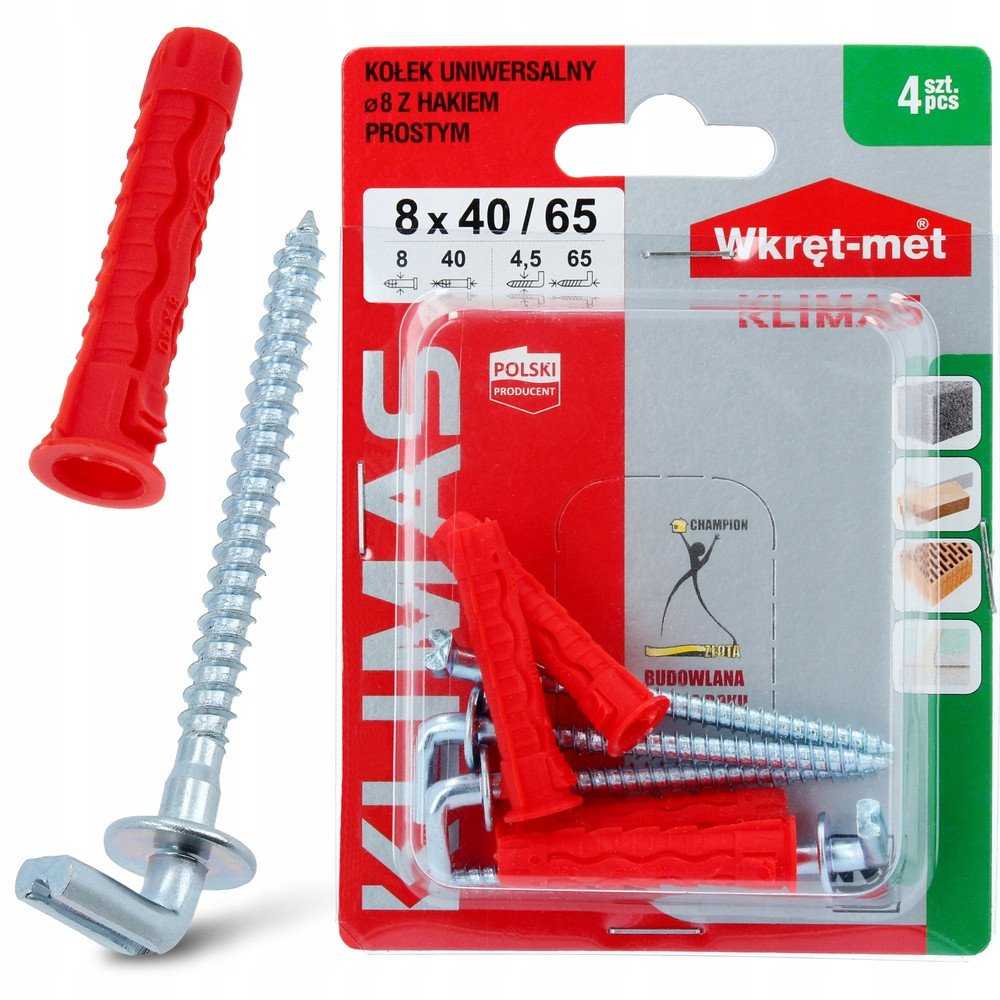 Klimas Kaištis Wkret-Met SFXL, kabliniai, 8 mm x 40 mm, 4 vnt.