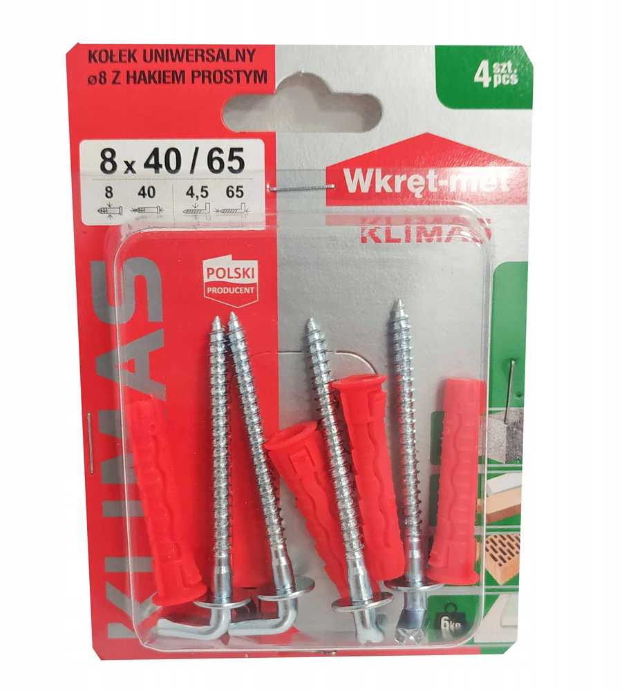 Klimas Kaištis Wkret-Met SFXL, kabliniai, 8 mm x 40 mm, 4 vnt.