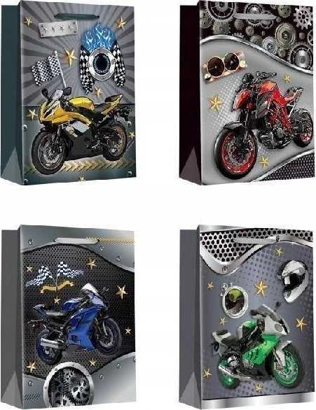 Dovanų maišeliai su motociklų koliažu