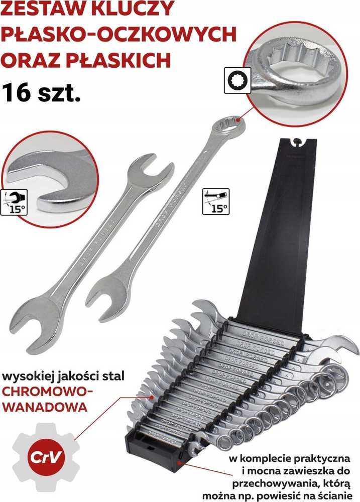 WMC MEGA Rinkinys KLUCZY PŁASKO-OCZKOWYCH PŁA SKICH 16El