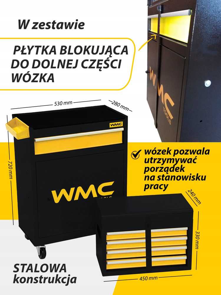 WMC TOOLS įrankių vežimėlis įrankių spintelė dirbtuvių vežimėlis 257 vnt.
