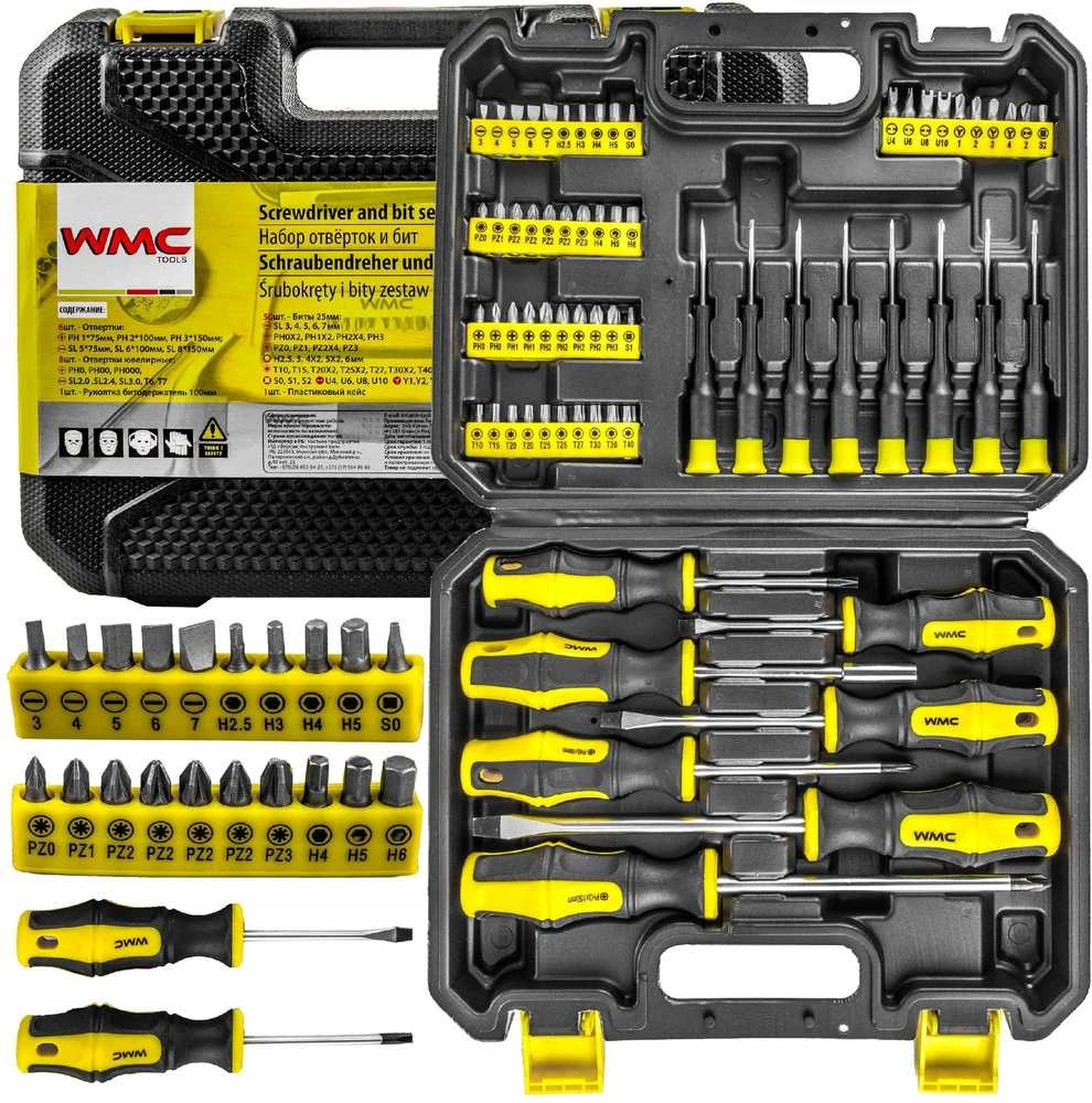 WMC TOOLS Rinkinys atsuktuvai ir antgaliai su magnetu, 65 vnt.
