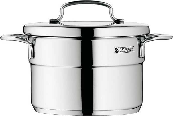 WMF Puodas su dangčiu, aukštas Mini 14 cm, 1,3l, plieno, dujų indukcija