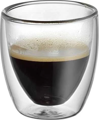 WMF Rinkinys WMF Kult dvigubos sienelės espreso stiklinės, 2 vnt., A 6,5 cm, V 80 ml, termo stiklas, atsparus karščiui, galima plauti indaplovėje