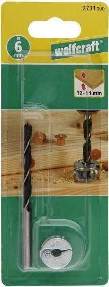 Wolfcraft grąžtas 6 mm kaiščio grąžtas + Wolfcraft stabdis