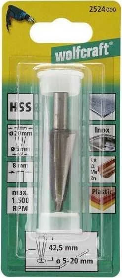 Kūginis grąžtas Wolfcraft 2524000; 5-20x45,5 mm