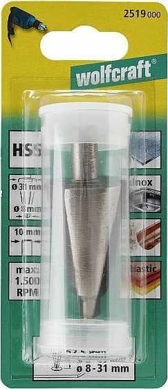 „Wolfcraft“ skylių freza 8–31 mm – HSS, 10 mm kotas