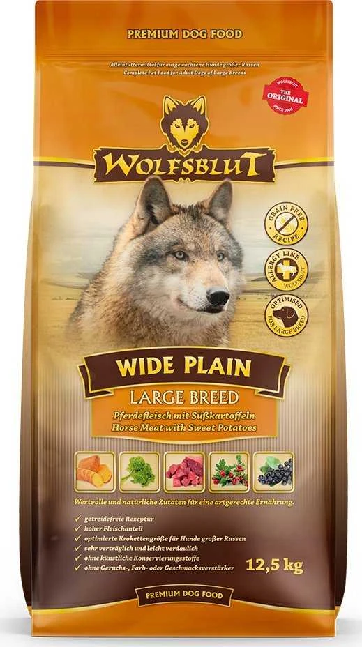 WOLFSBLUT Wide Plain Horse – sausas Maistas šunims – 12,5kg