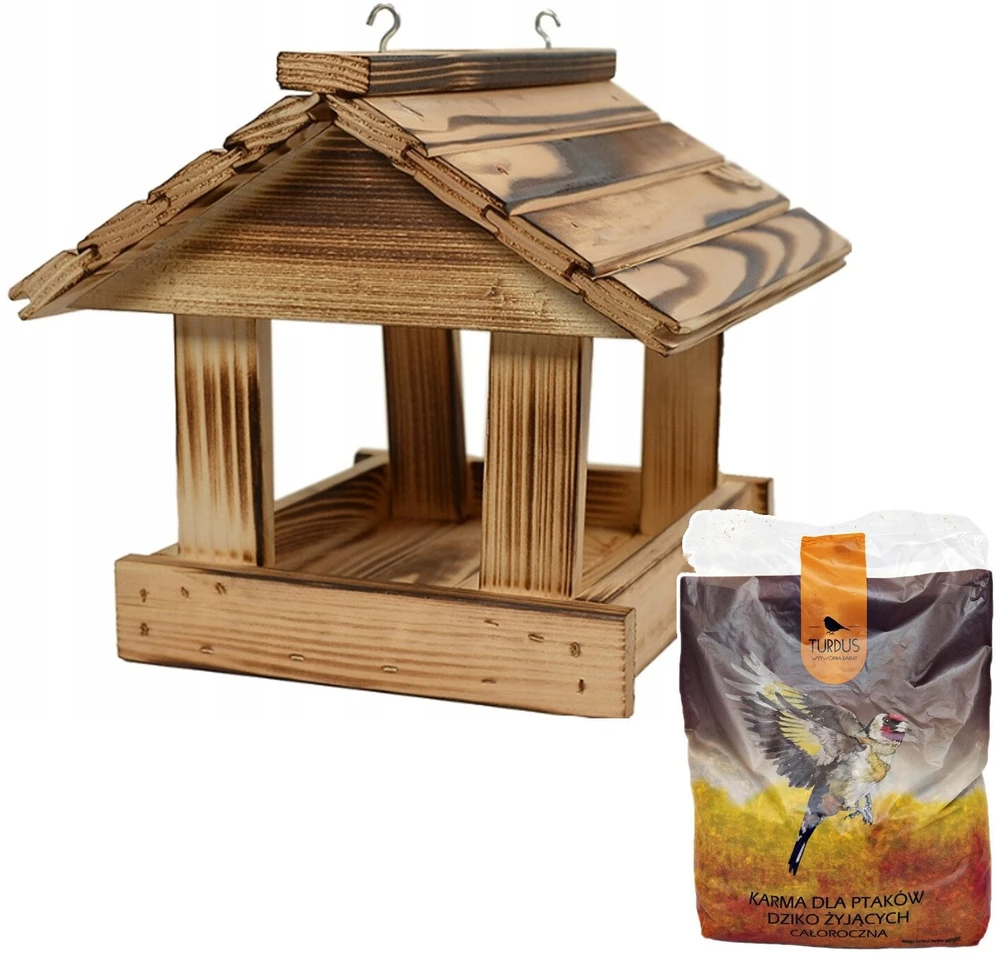Karmnik Ekologiška medinė lesyklėlė „Woodok“ + paukščių lesalas 1kg