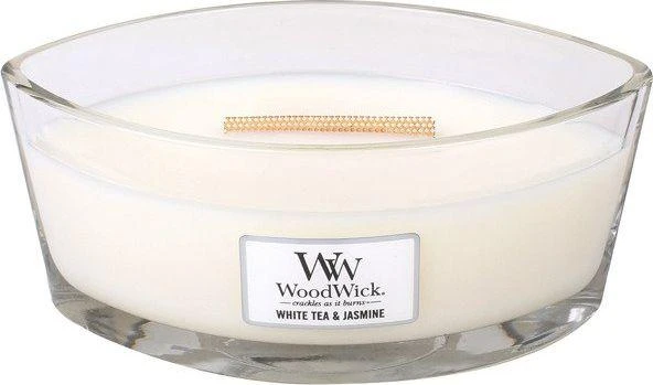 WoodWick Aromatinė žvakė (White Tea & Jasmine), 453,6 g
