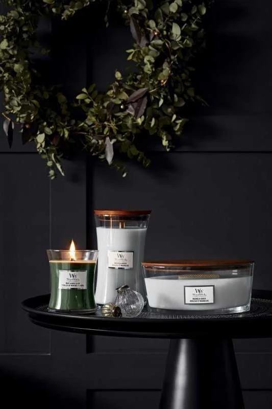 WoodWick Aromatinė žvakė (Mint Leaves & Oak), 275 g