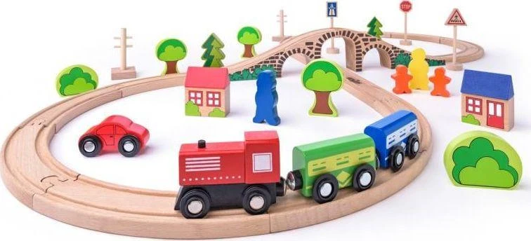 Woodyland aštuonių geležinkelių komplekto su traukiniu figūra