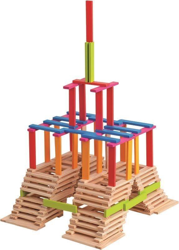 Woody 95004 Eco Wooden edukacinės spalvotos statybinės plytos (200vnt) vaikams nuo 3 metų