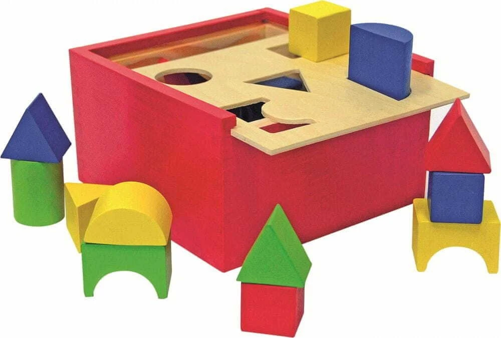 Dėlionė Woody 90001 Eco Wooden Mokomosios spalvos formos rūšiavimo dėžės konstruktorius (20vnt) vaikams nuo 2 metų (16x16cm)