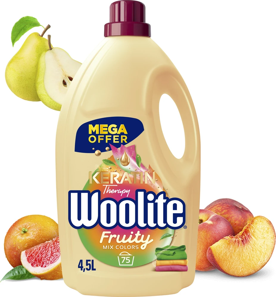 Woolite Vaisių skonio dažams su keratinu 4,5 l / 75 skalbimai